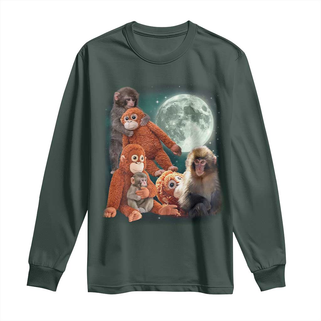 Baby Monkey Punch Long Sleeve Shirt Three Punch Moon Orange Toy TS11 Dark Forest Green Print Your Wear