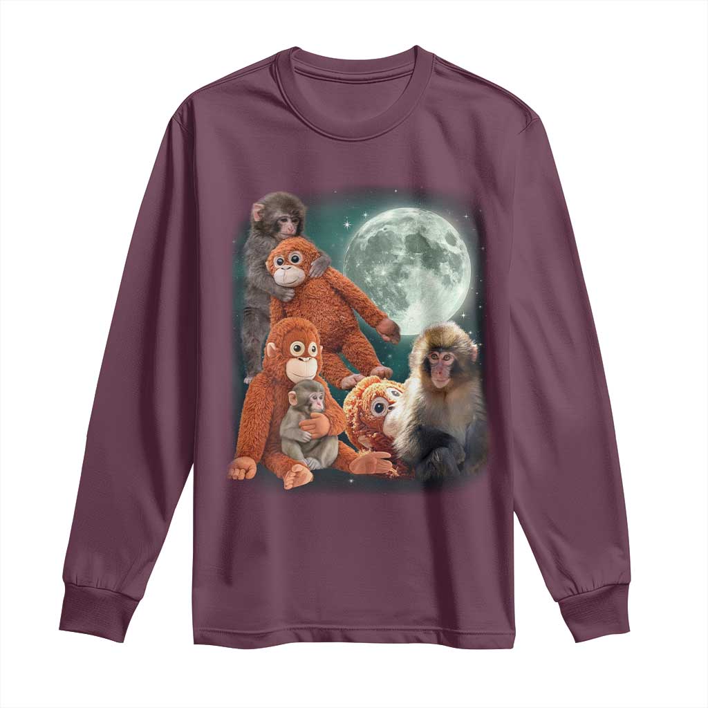 Baby Monkey Punch Long Sleeve Shirt Three Punch Moon Orange Toy TS11 Maroon Print Your Wear