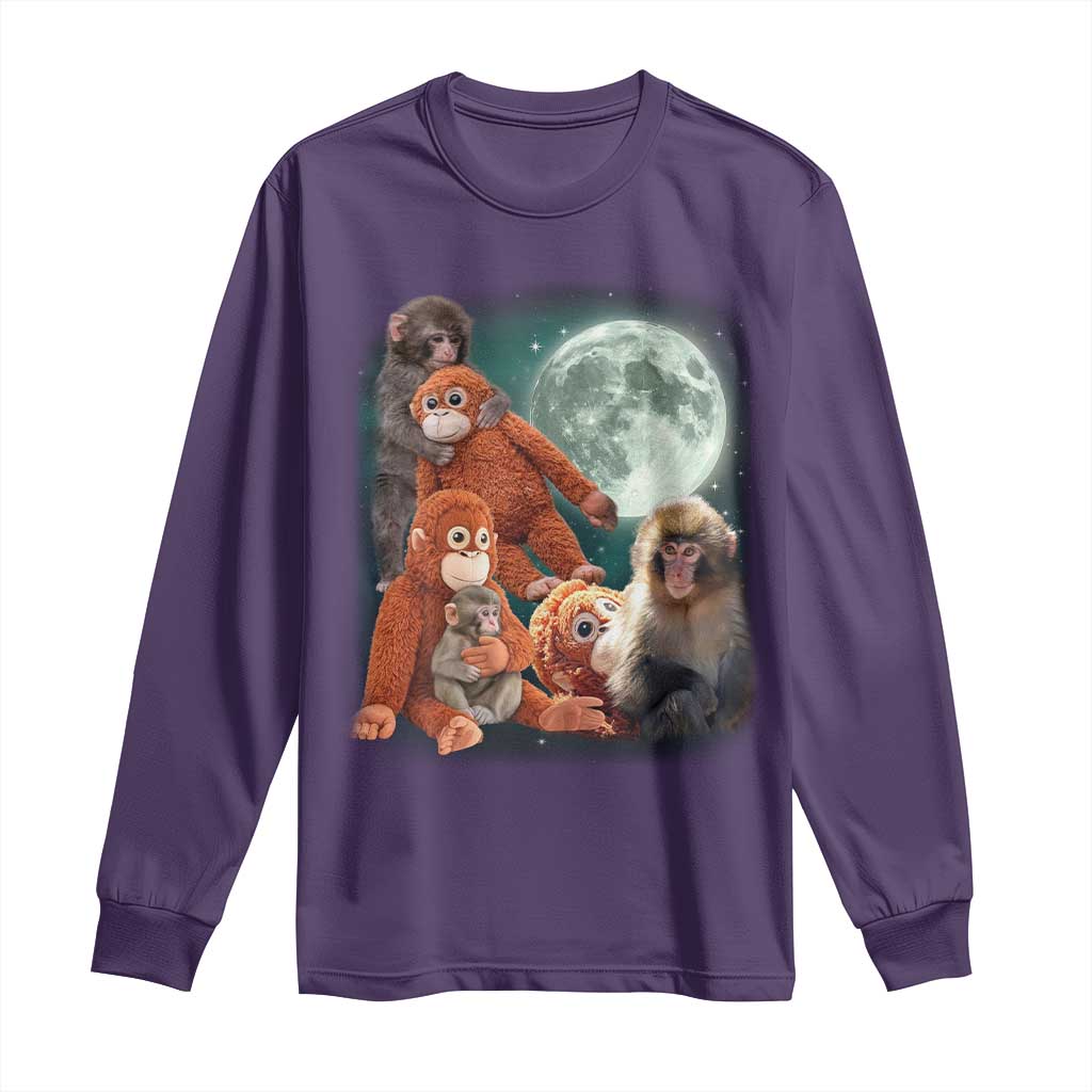 Baby Monkey Punch Long Sleeve Shirt Three Punch Moon Orange Toy TS11 Purple Print Your Wear
