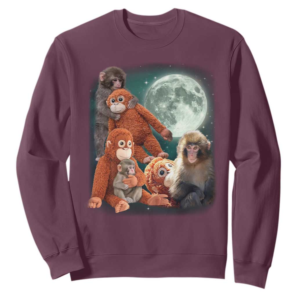 Baby Monkey Punch Sweatshirt Three Punch Moon Orange Toy TS11 Maroon Print Your Wear