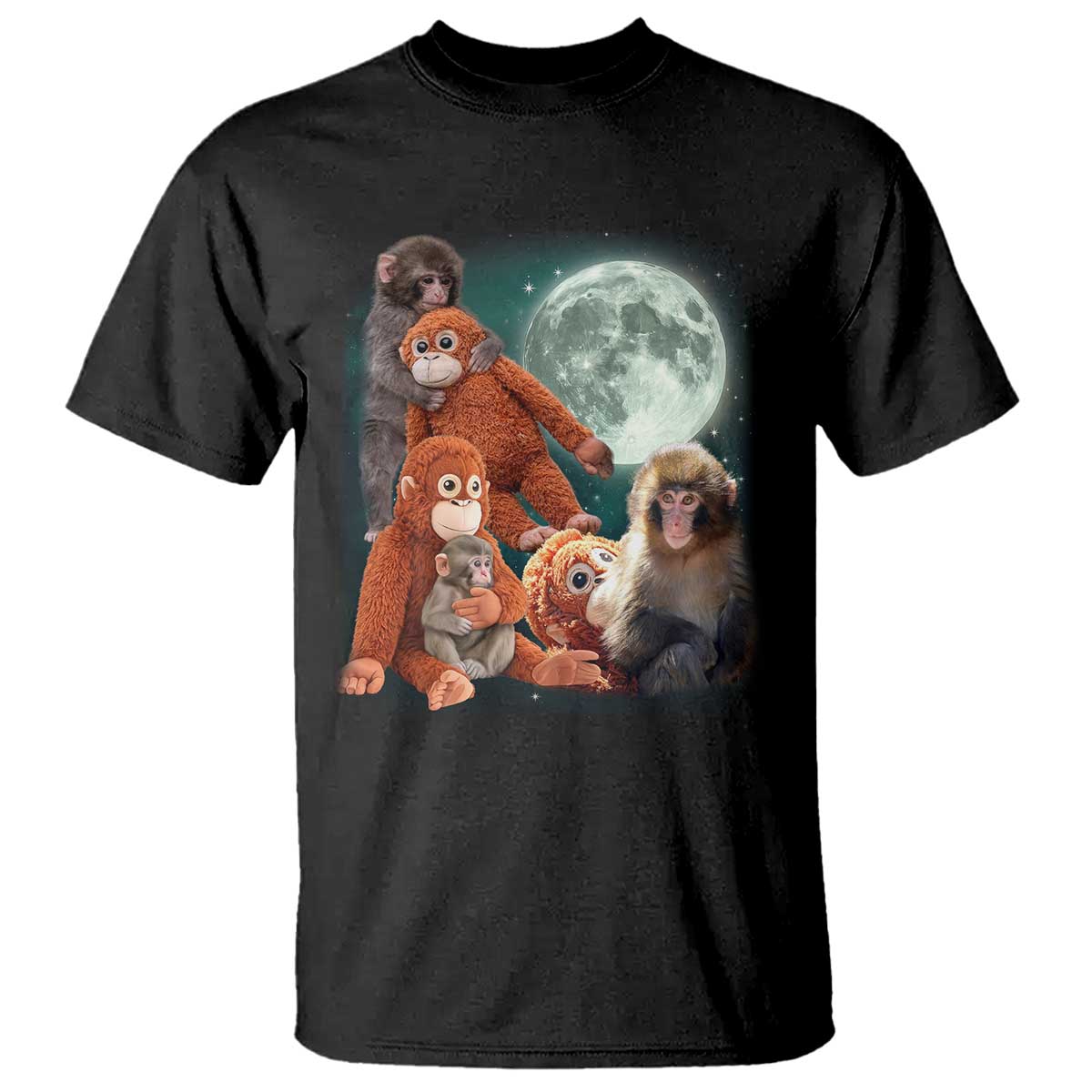 Baby Monkey Punch T Shirt Three Punch Moon Orange Toy TS11 Black Print Your Wear