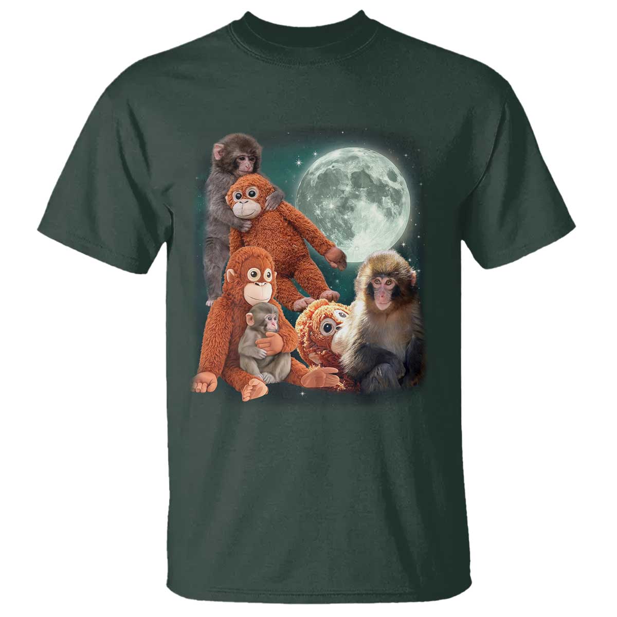 Baby Monkey Punch T Shirt Three Punch Moon Orange Toy TS11 Dark Forest Green Print Your Wear