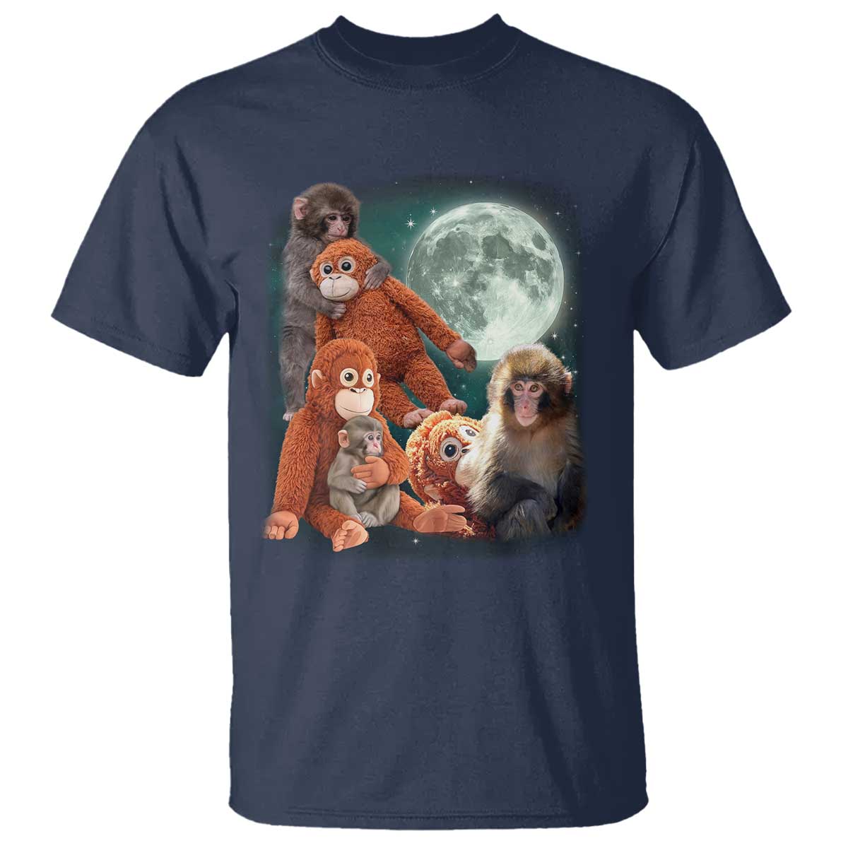 Baby Monkey Punch T Shirt Three Punch Moon Orange Toy TS11 Navy Print Your Wear