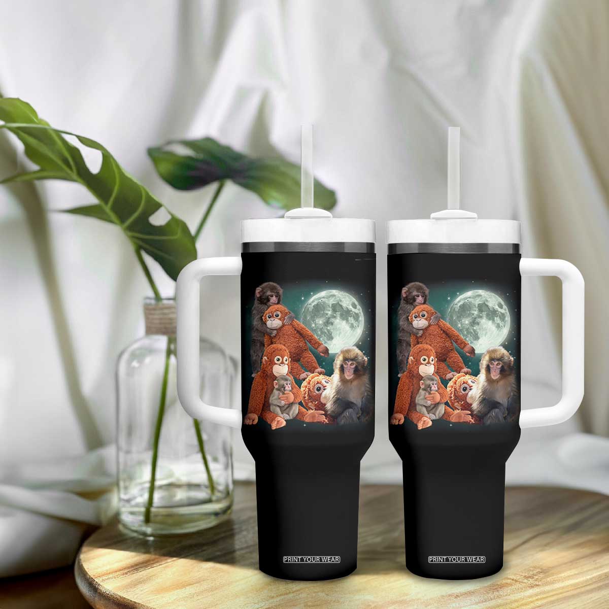 Baby Monkey Punch Tumbler With Handle Three Punch Moon Orange Toy TS11 Print Your Wear