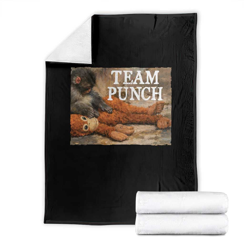 Team Punch Baby Monkey Plush Hugging Meme Throw Blanket TS11 Black Print Your Wear