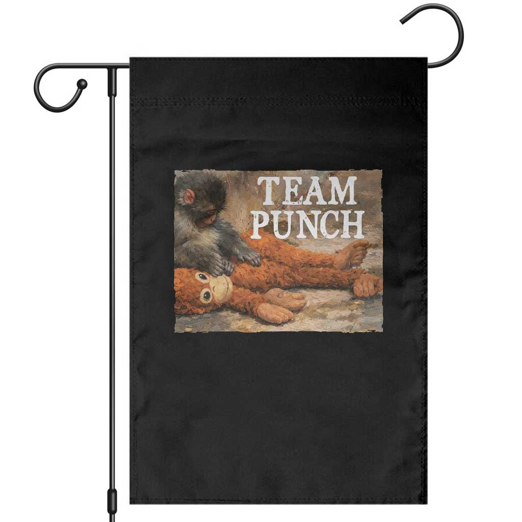 Team Punch Baby Monkey Plush Hugging Meme Garden Flag TS11 Black Print Your Wear