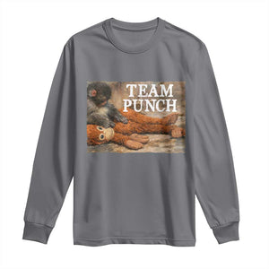 Team Punch Baby Monkey Plush Hugging Meme Long Sleeve Shirt TS11 Charcoal Print Your Wear