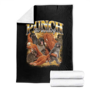 Punch The Monkey Throw Blanket Baby Monkey Punch Plush Hugging 90s Bootleg TS11 Black Print Your Wear