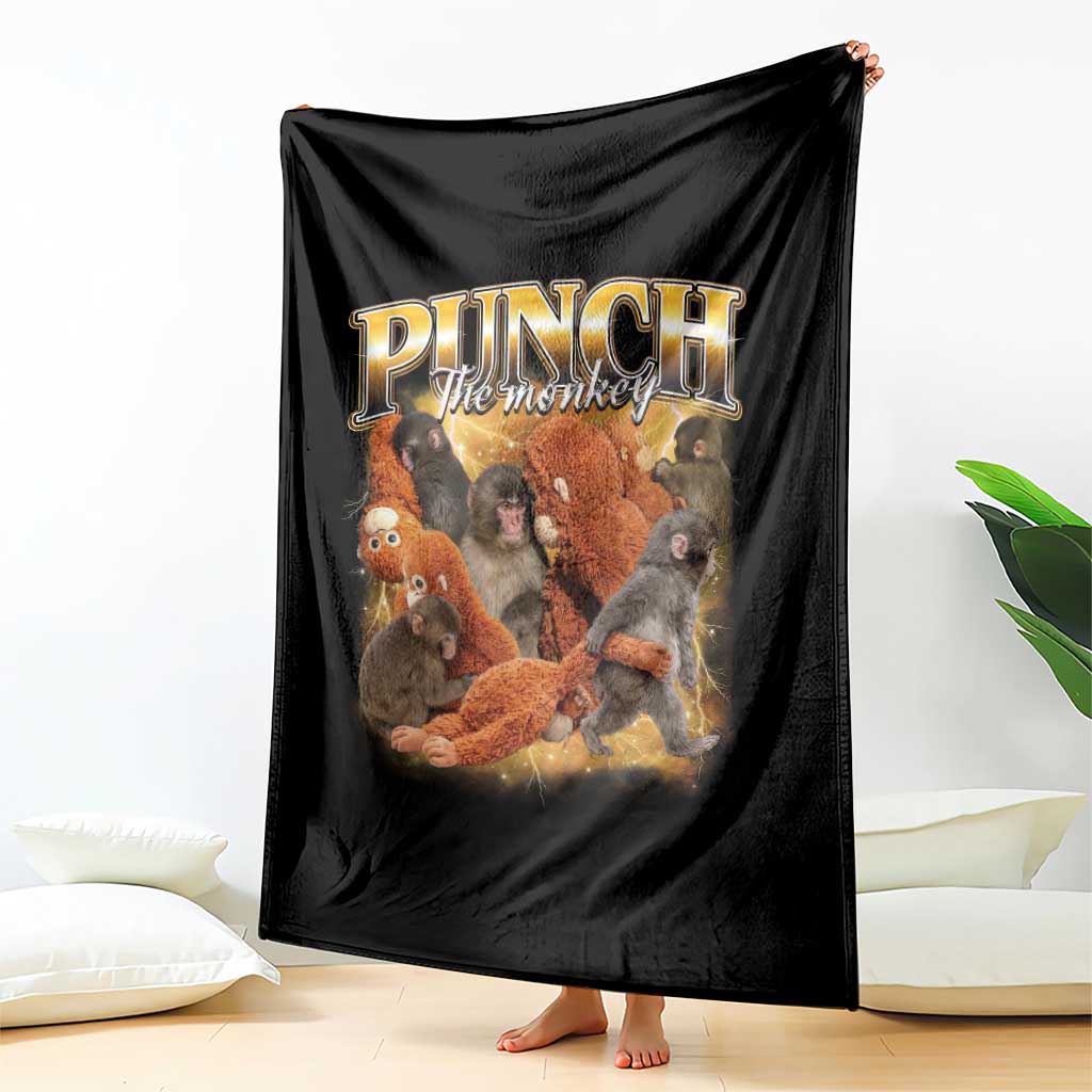 Punch The Monkey Throw Blanket Baby Monkey Punch Plush Hugging 90s Bootleg TS11 Print Your Wear
