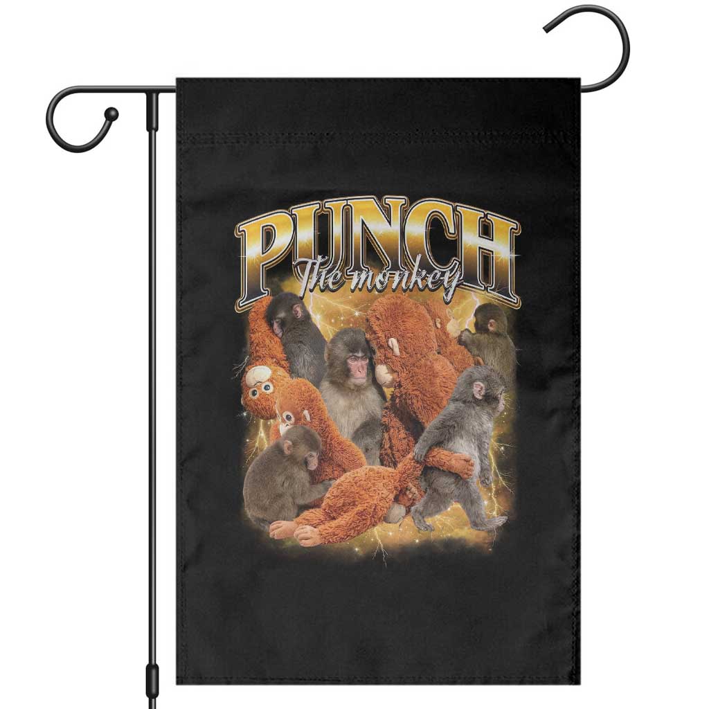 Punch The Monkey Garden Flag Baby Monkey Punch Plush Hugging 90s Bootleg TS11 Black Print Your Wear