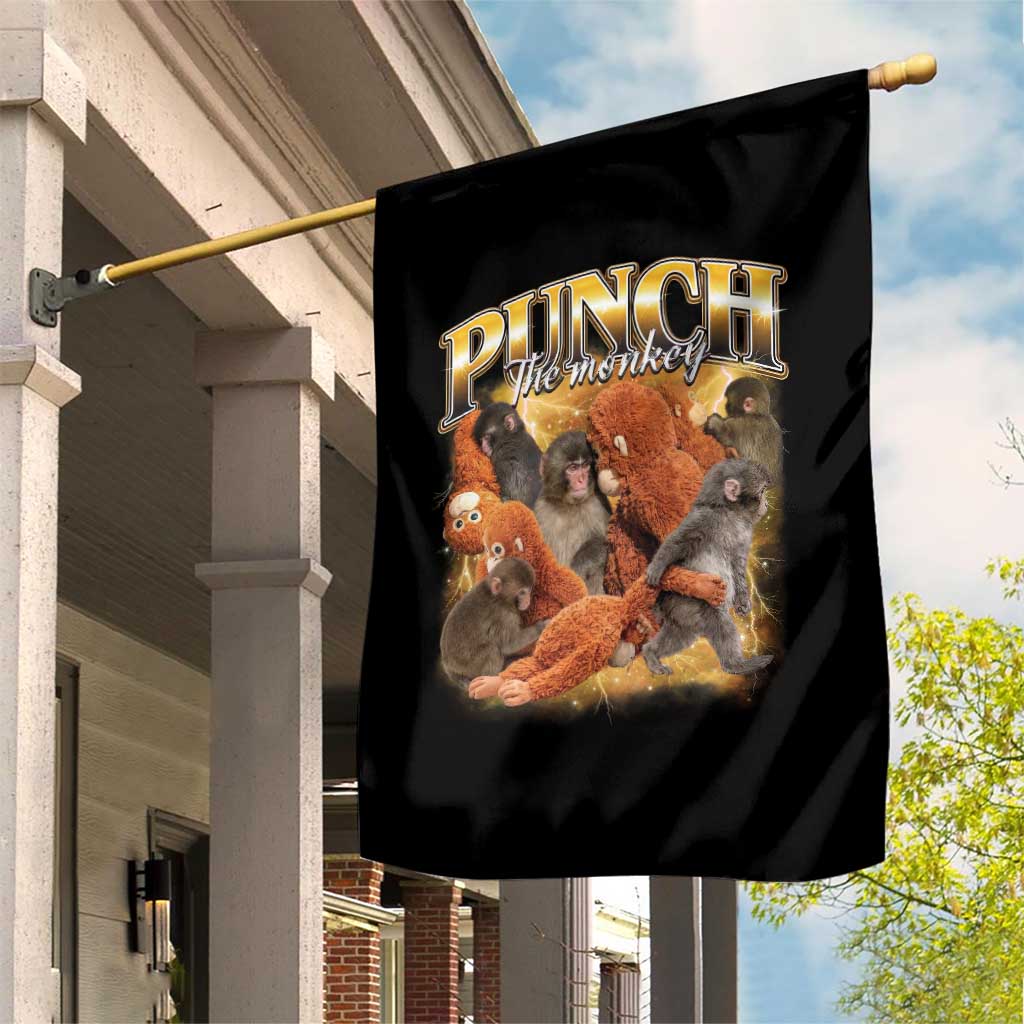 Punch The Monkey Garden Flag Baby Monkey Punch Plush Hugging 90s Bootleg TS11 Print Your Wear