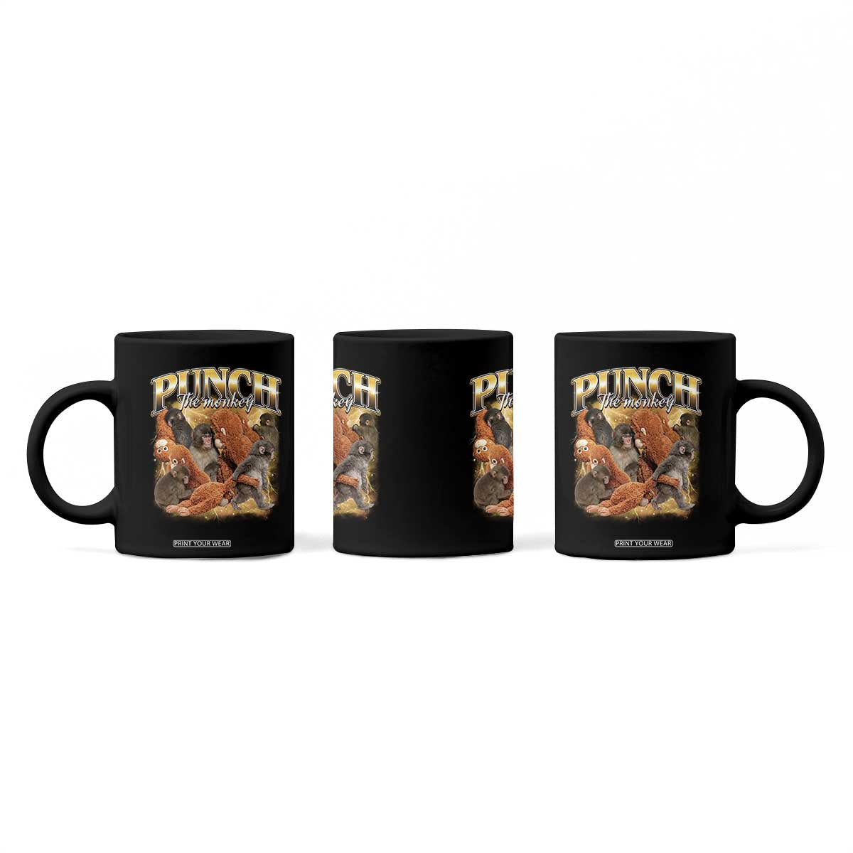 Punch The Monkey Coffee Mug Baby Monkey Punch Plush Hugging 90s Bootleg TS11 Print Your Wear