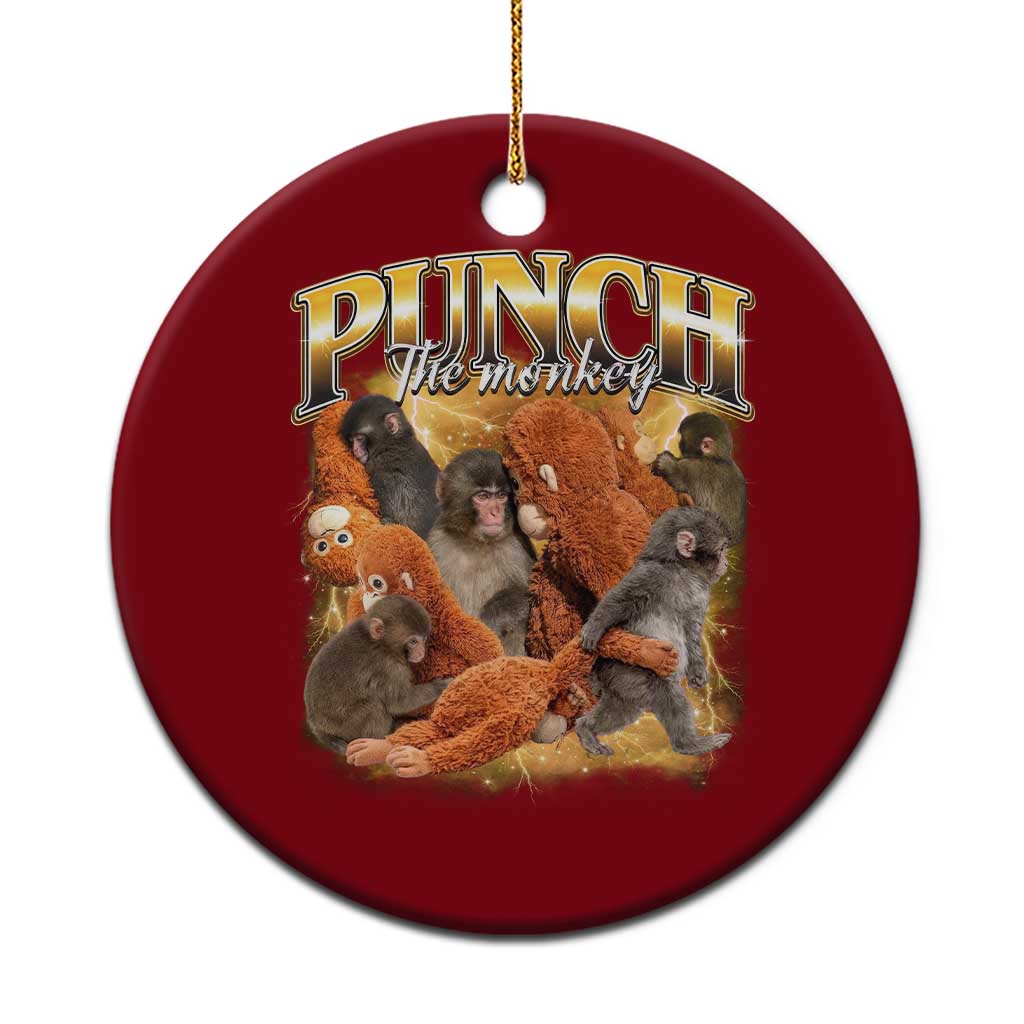 Punch The Monkey Ceramic Ornament Baby Monkey Punch Plush Hugging 90s Bootleg TS11 1pc Red Print Your Wear