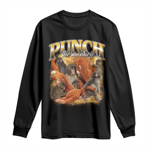 Punch The Monkey Long Sleeve Shirt Baby Monkey Punch Plush Hugging 90s Bootleg TS11 Black Print Your Wear