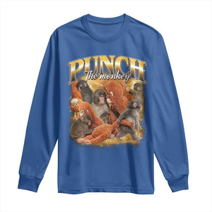 Punch The Monkey Long Sleeve Shirt Baby Monkey Punch Plush Hugging 90s Bootleg TS11 Royal Blue Print Your Wear