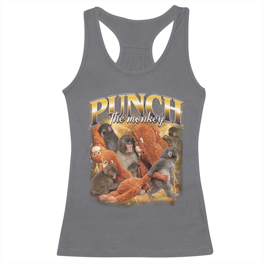 Punch The Monkey Racerback Tank Top Baby Monkey Punch Plush Hugging 90s Bootleg TS11 Charcoal Print Your Wear