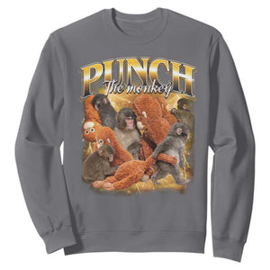 Punch The Monkey Sweatshirt Baby Monkey Punch Plush Hugging 90s Bootleg TS11 Charcoal Print Your Wear