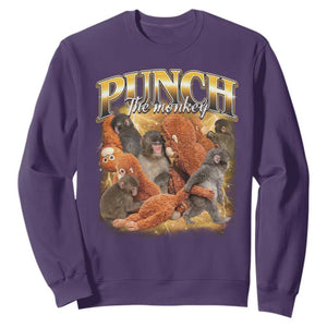 Punch The Monkey Sweatshirt Baby Monkey Punch Plush Hugging 90s Bootleg TS11 Purple Print Your Wear