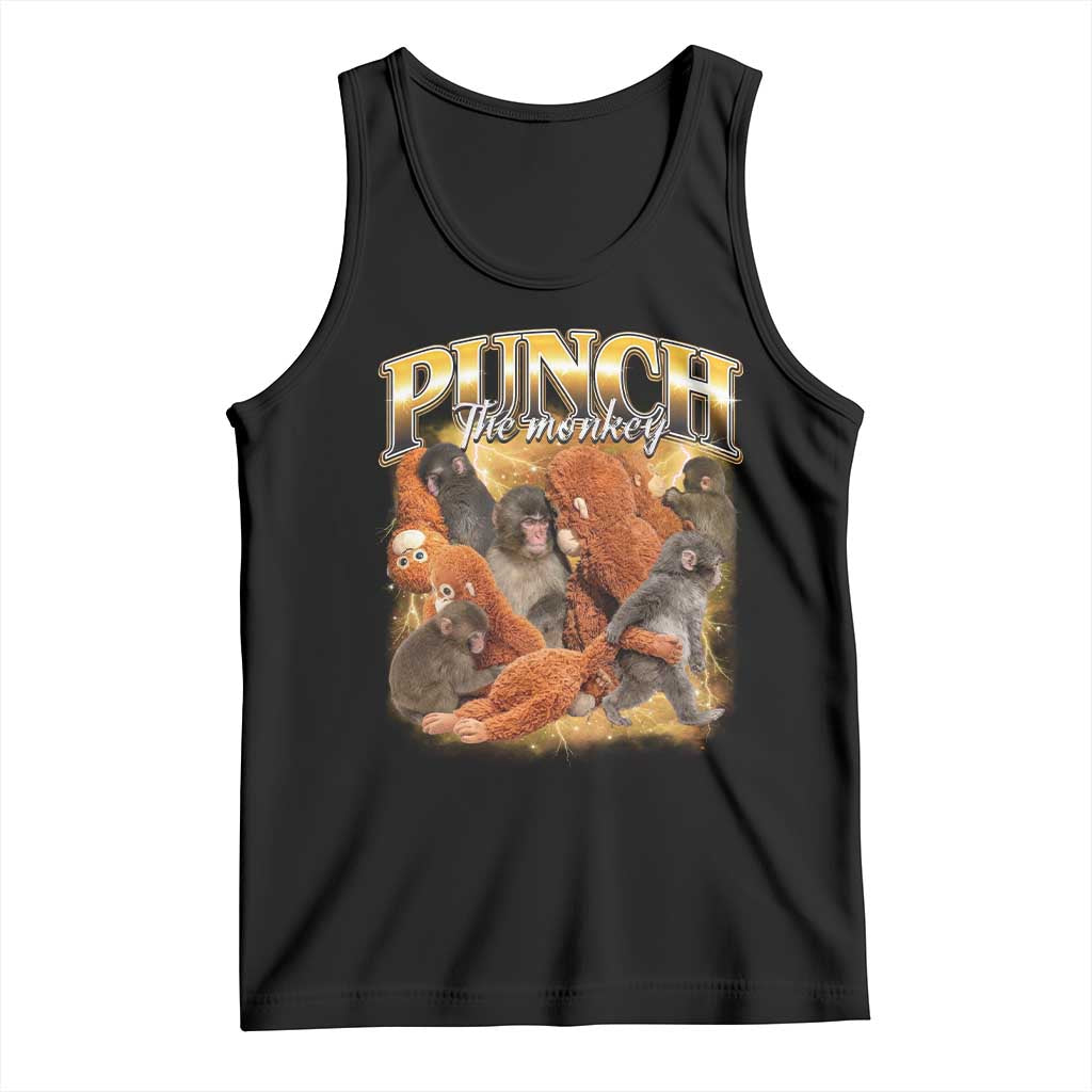 Punch The Monkey Tank Top Baby Monkey Punch Plush Hugging 90s Bootleg TS11 Black Print Your Wear