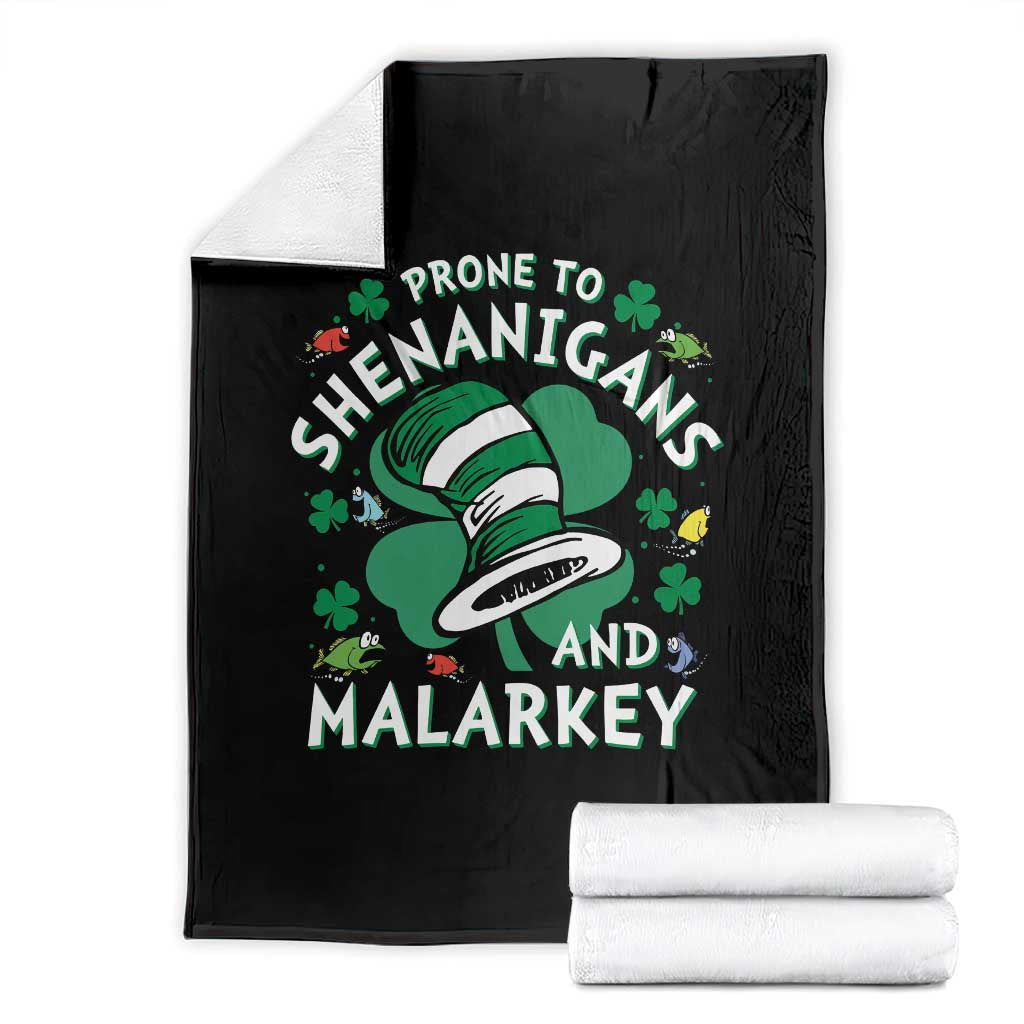 Funny Prone To Shenanigans And Malarkey Throw Blanket St Patricks Day Reading Hat TS11 Black Print Your Wear
