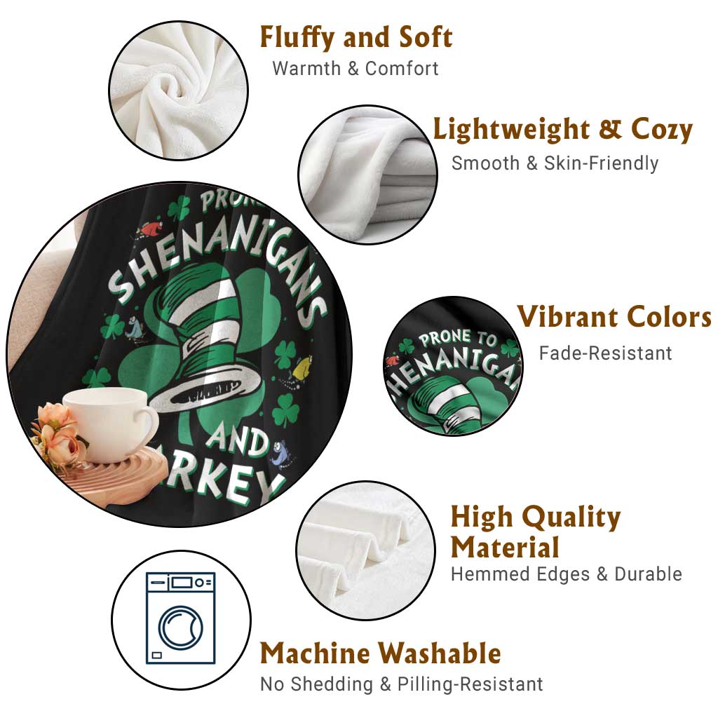 Funny Prone To Shenanigans And Malarkey Throw Blanket St Patricks Day Reading Hat TS11 Print Your Wear