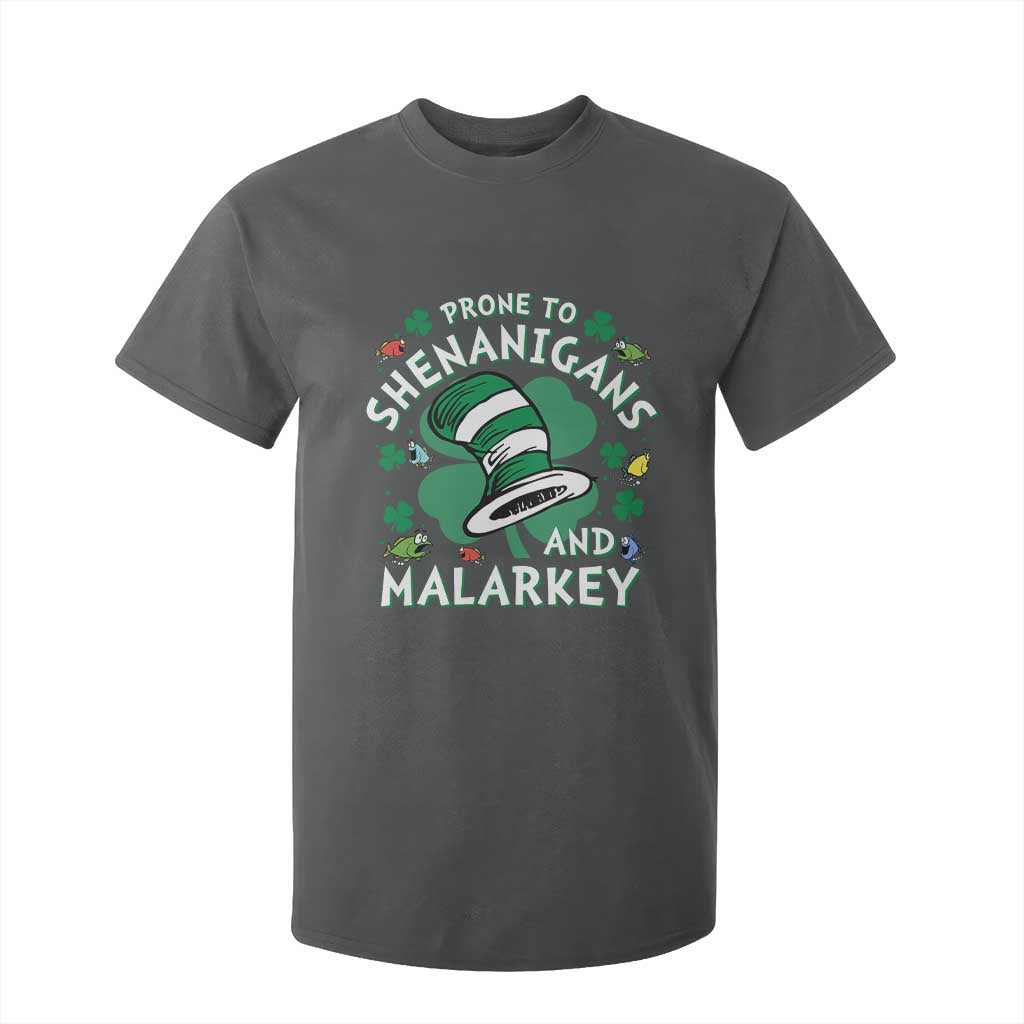 Funny Prone To Shenanigans And Malarkey T Shirt For Kid St Patricks Day Reading Hat TS11 Dark Heather Print Your Wear