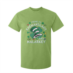 Funny Prone To Shenanigans And Malarkey T Shirt For Kid St Patricks Day Reading Hat TS11 Lime Print Your Wear