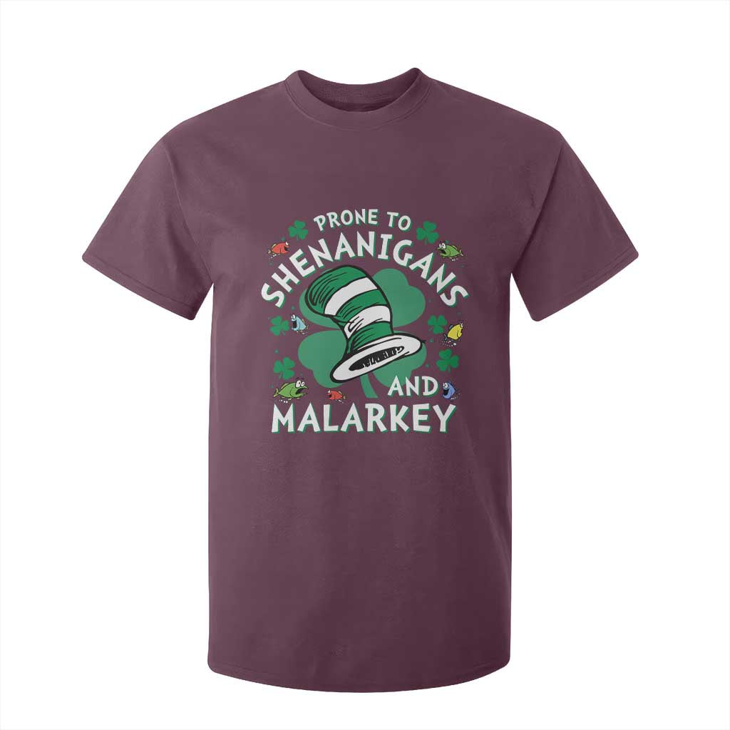 Funny Prone To Shenanigans And Malarkey T Shirt For Kid St Patricks Day Reading Hat TS11 Maroon Print Your Wear