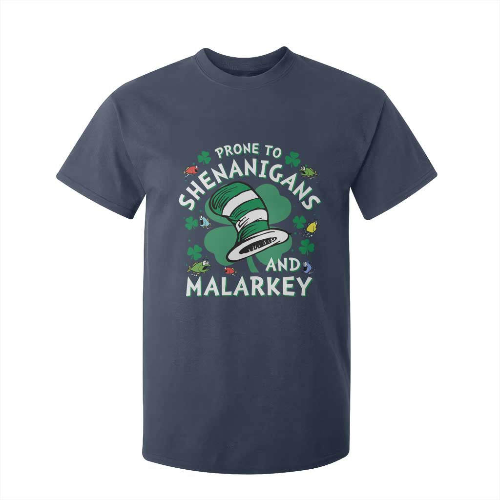Funny Prone To Shenanigans And Malarkey T Shirt For Kid St Patricks Day Reading Hat TS11 Navy Print Your Wear