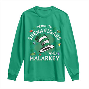 Funny Prone To Shenanigans And Malarkey Long Sleeve Shirt St Patricks Day Reading Hat TS11 Irish Green Print Your Wear