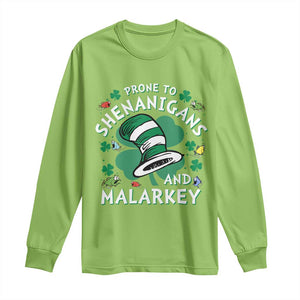 Funny Prone To Shenanigans And Malarkey Long Sleeve Shirt St Patricks Day Reading Hat TS11 Lime Print Your Wear