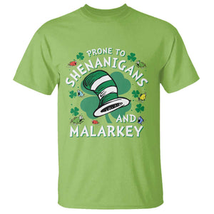 Funny Prone To Shenanigans And Malarkey T Shirt St Patricks Day Reading Hat TS11 Lime Print Your Wear