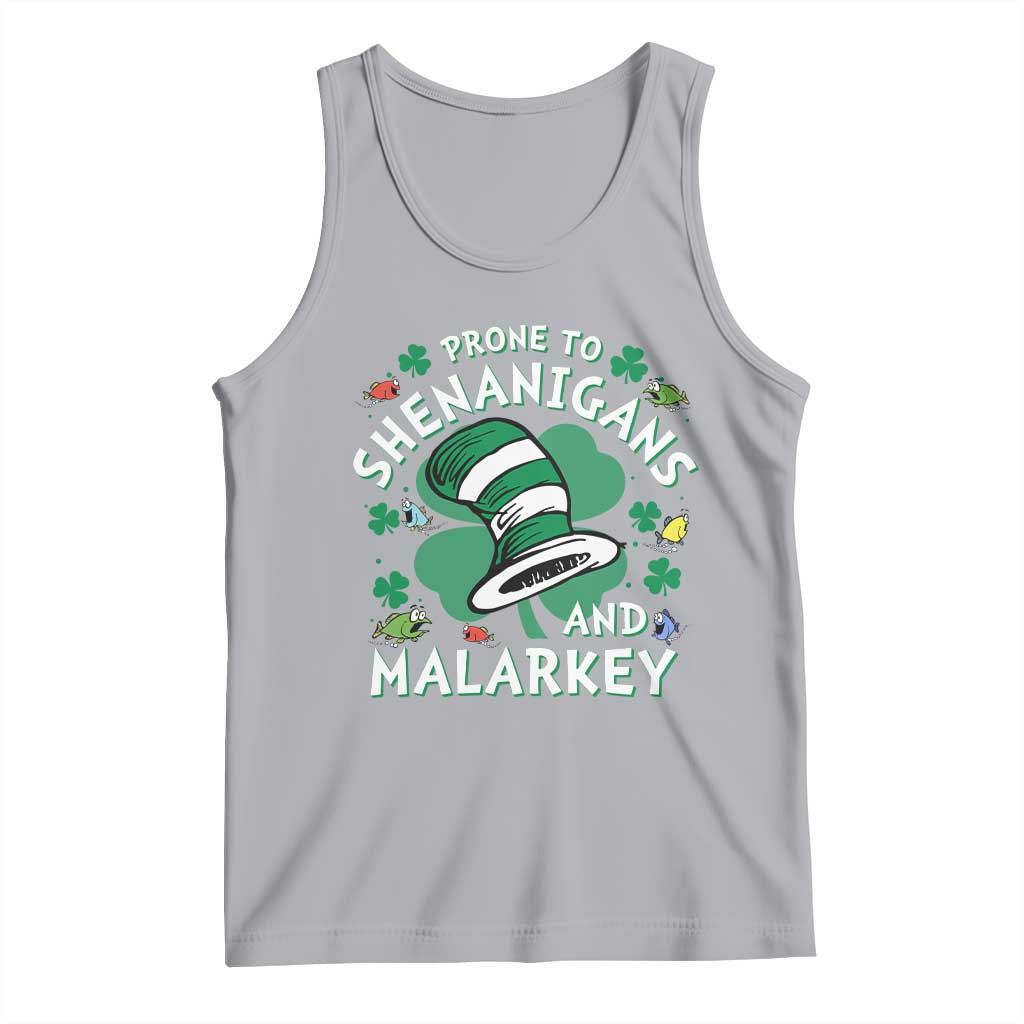 Funny Prone To Shenanigans And Malarkey Tank Top St Patricks Day Reading Hat TS11 Athletic Heather Print Your Wear