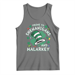 Funny Prone To Shenanigans And Malarkey Tank Top St Patricks Day Reading Hat TS11 Black Heather Print Your Wear