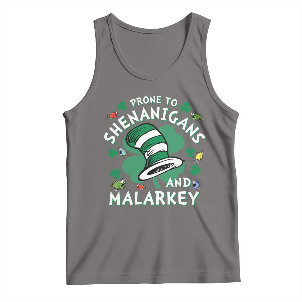 Funny Prone To Shenanigans And Malarkey Tank Top St Patricks Day Reading Hat TS11 Deep Heather Print Your Wear