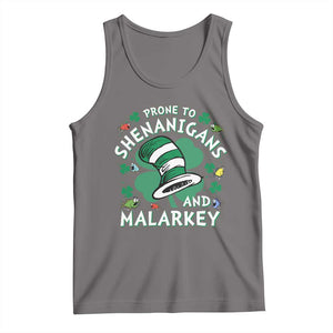 Funny Prone To Shenanigans And Malarkey Tank Top St Patricks Day Reading Hat TS11 Deep Heather Print Your Wear