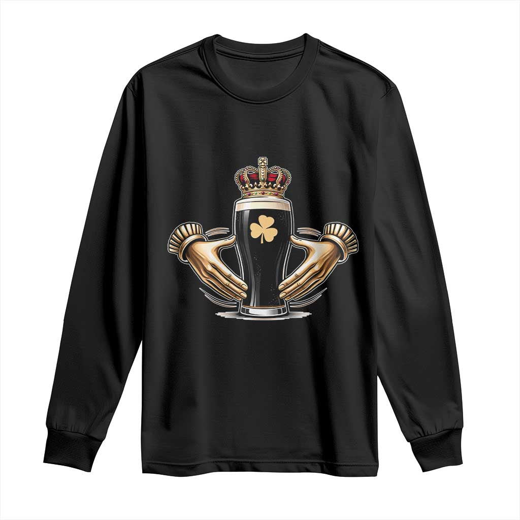 Irish Stout Claddagh Ring Beer Galway Ireland Souvenir Long Sleeve Shirt TS11 Black Print Your Wear
