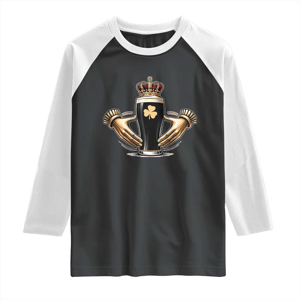 Irish Stout Claddagh Ring Beer Galway Ireland Souvenir Raglan Shirt TS11 Black White Print Your Wear