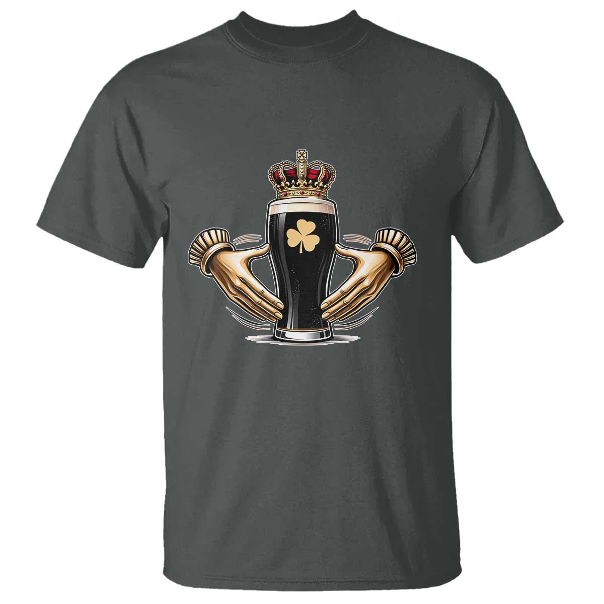 Irish Stout Claddagh Ring Beer Galway Ireland Souvenir T Shirt TS11 Dark Heather Print Your Wear