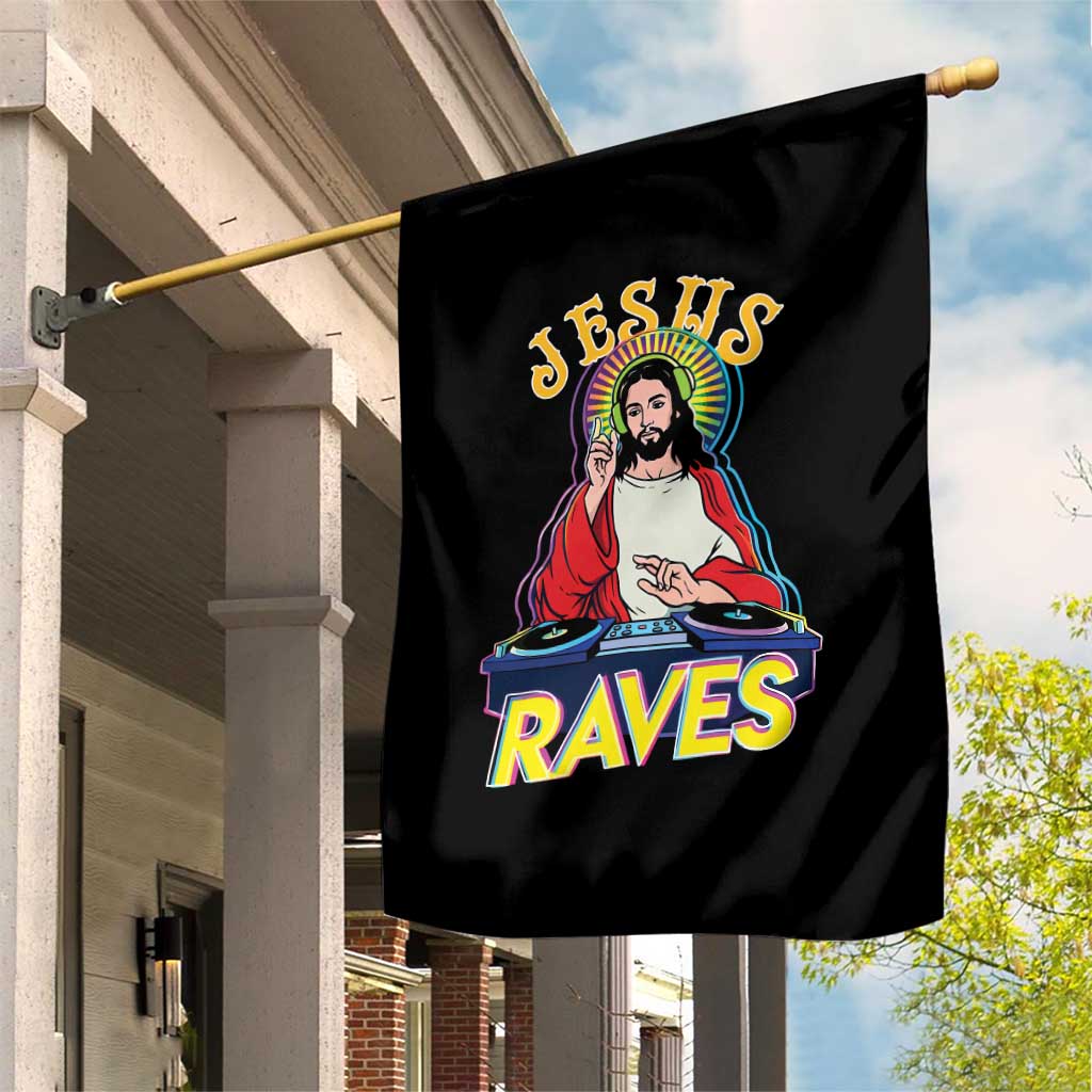 Funny Jesus DJ Raves Techno EDM Party Garden Flag TS11 Print Your Wear