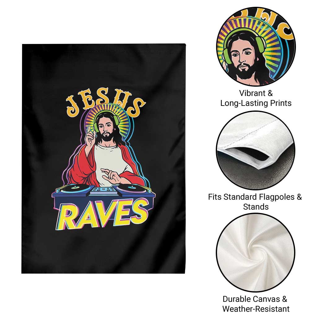 Funny Jesus DJ Raves Techno EDM Party Garden Flag TS11 Print Your Wear
