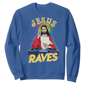 Funny Jesus DJ Raves Techno EDM Party Sweatshirt TS11 Royal Blue Print Your Wear