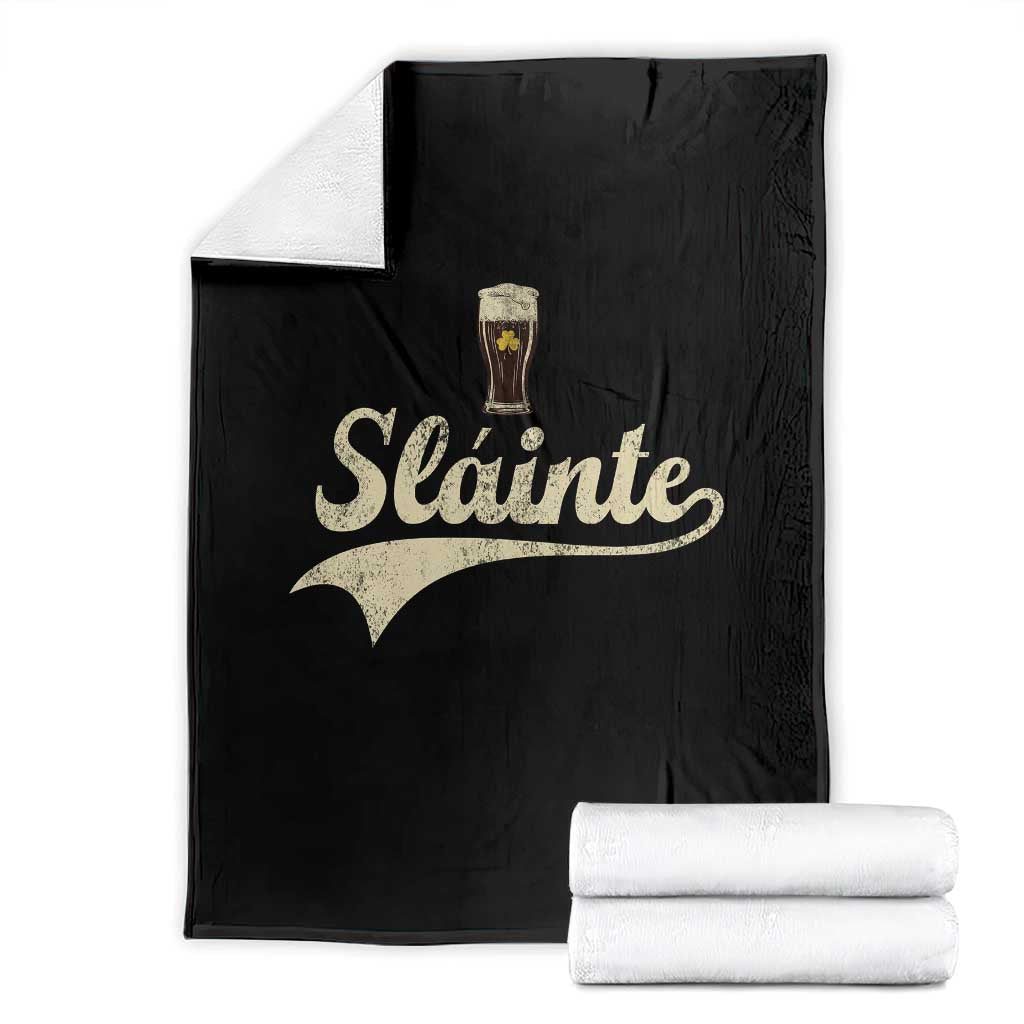 Funny Slainte Cheers Stout Beer Irish Shamrock St Patrick's Day Throw Blanket TS11 Black Print Your Wear