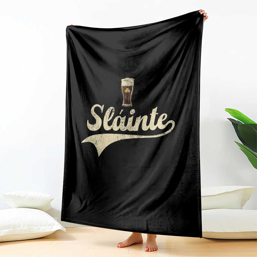 Funny Slainte Cheers Stout Beer Irish Shamrock St Patrick's Day Throw Blanket TS11 Print Your Wear