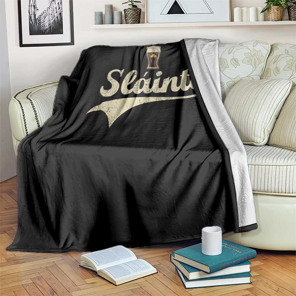 Funny Slainte Cheers Stout Beer Irish Shamrock St Patrick's Day Throw Blanket TS11 Print Your Wear