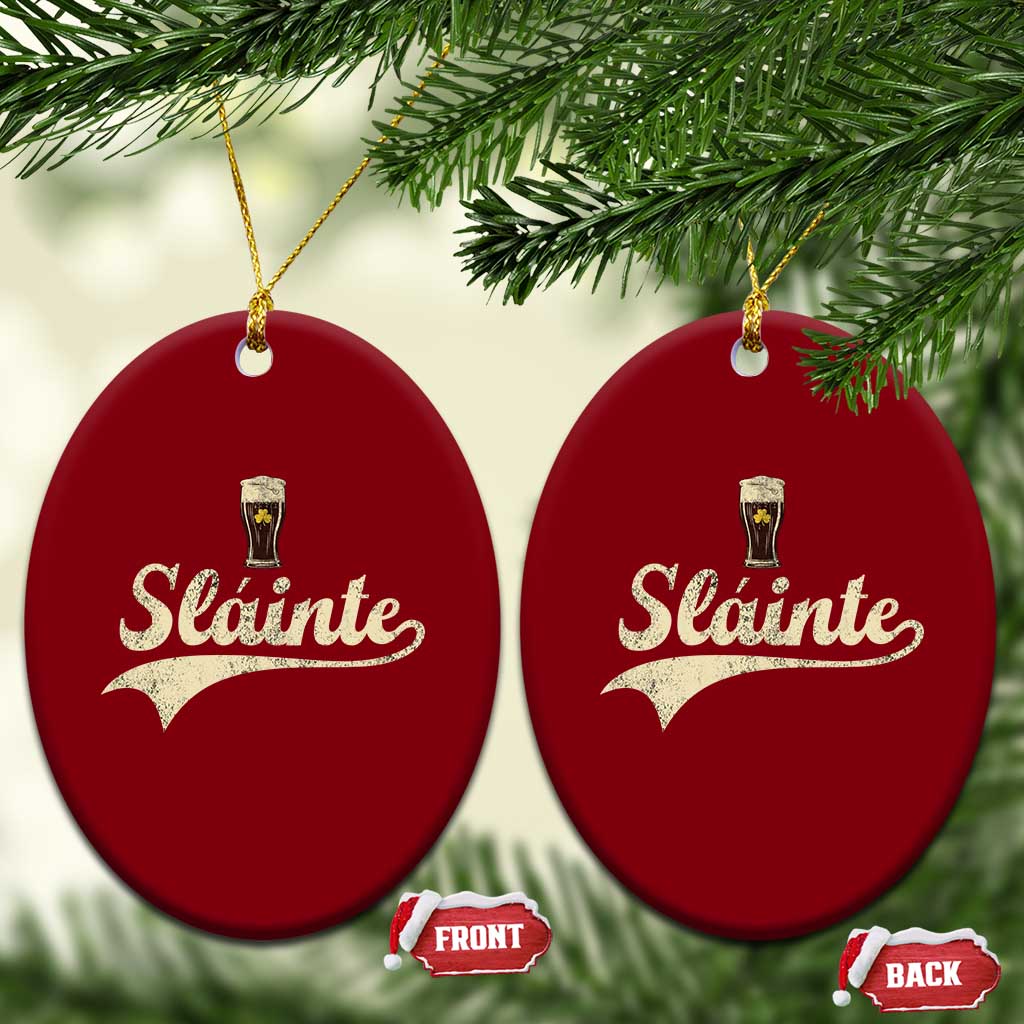 Funny Slainte Cheers Stout Beer Irish Shamrock St Patrick's Day Ceramic Ornament TS11 Print Your Wear