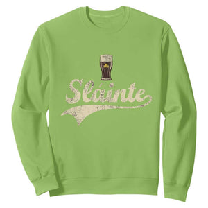 Funny Slainte Cheers Stout Beer Irish Shamrock St Patrick's Day Sweatshirt TS11 Lime Print Your Wear