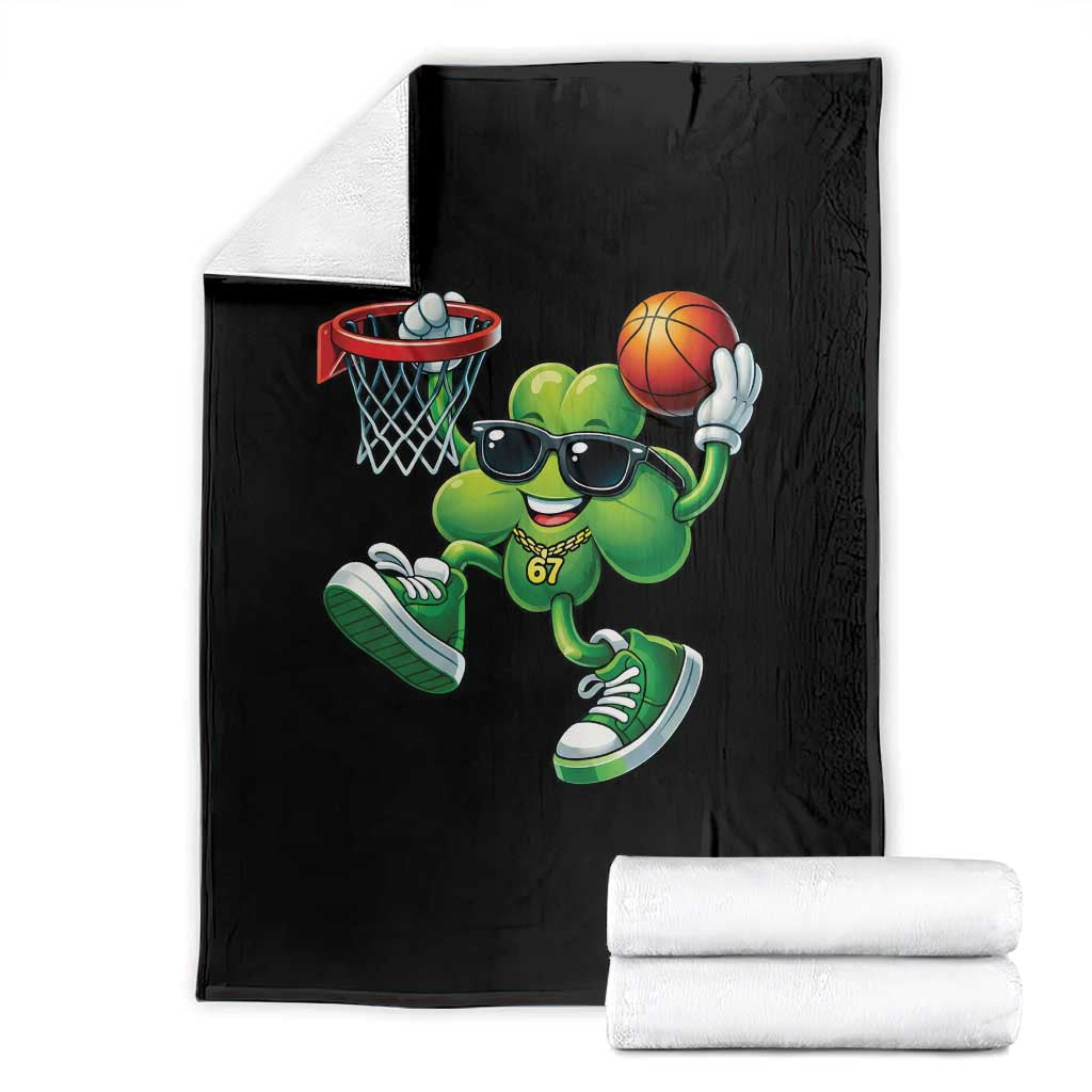 Funny 67 Meme Six Seven Basketball Shamrock St Patricks Day Throw Blanket TS11 Black Print Your Wear