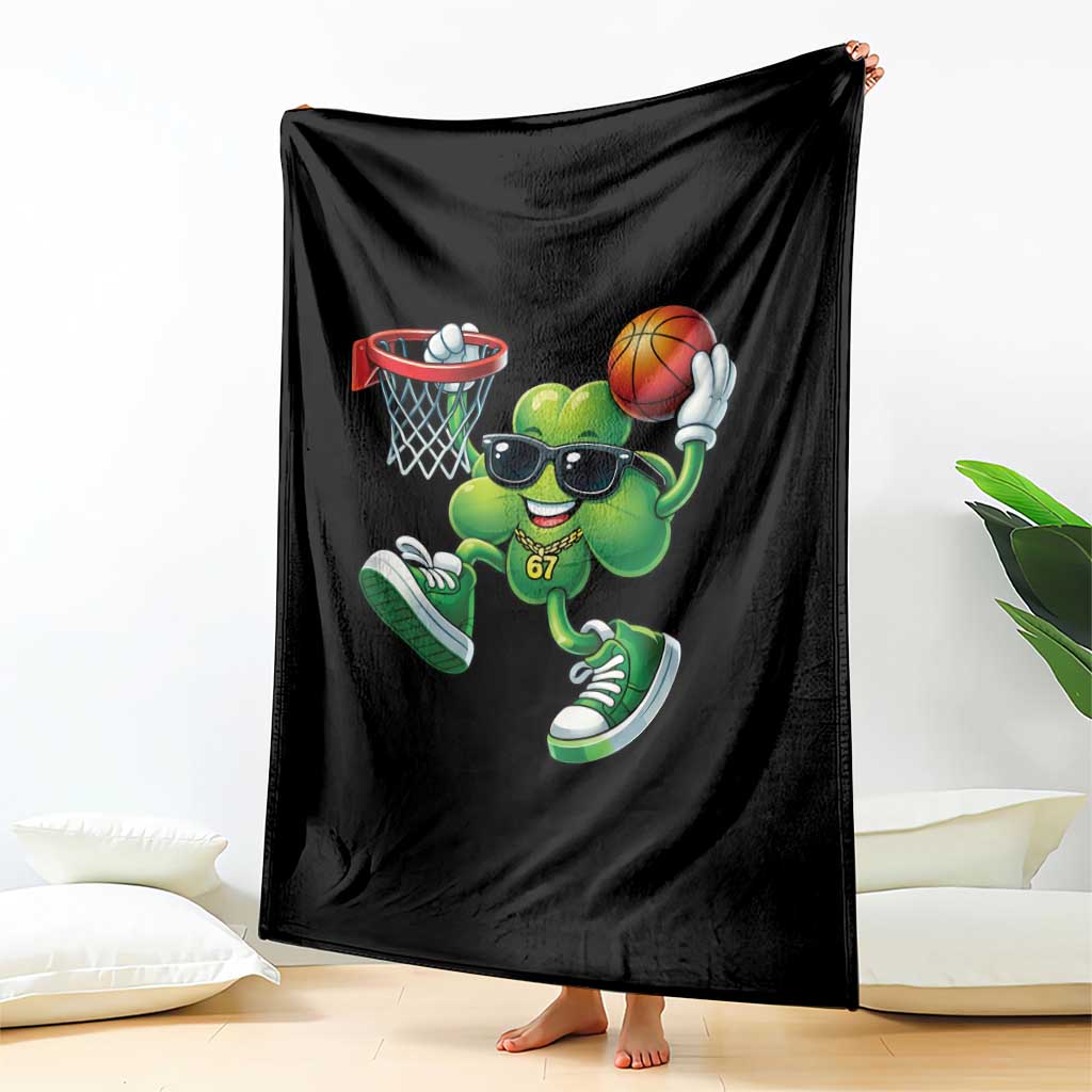 Funny 67 Meme Six Seven Basketball Shamrock St Patricks Day Throw Blanket TS11 Print Your Wear