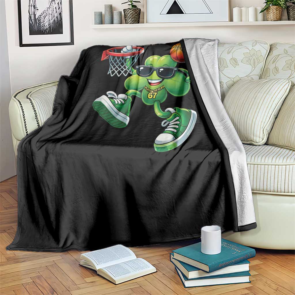Funny 67 Meme Six Seven Basketball Shamrock St Patricks Day Throw Blanket TS11 Print Your Wear